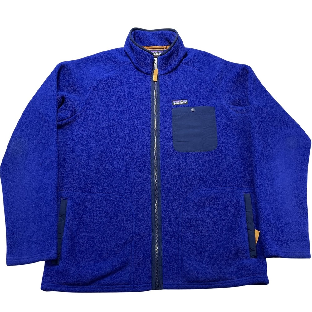 Patagonia Synchilla Jacket Mens L Blue Fleece Full Zip Chest Pocket STY25676F14
